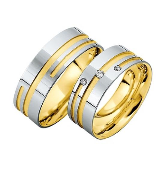 Trauringe Weiss-Gelbgold von Saint Maurice 816040 + 816050